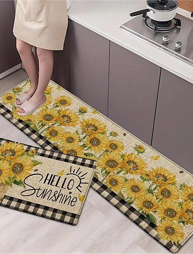  Sonnenblumen Bauernhaus Teppich Küchenmatte rutschfeste ölfeste Bodenmatte Wohnzimmerteppich Indoor Outdoor Matte Schlafzimmer Dekor Badezimmermatte Eingangsteppich Türmatte