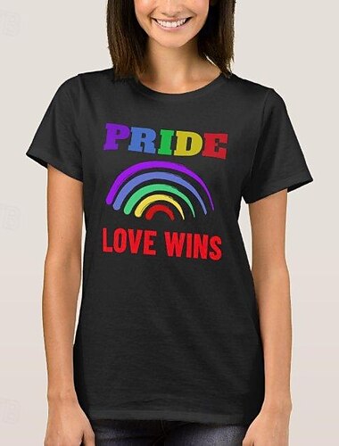  LGBTQ LGBTQ T-Shirt-Ärmel Pride-Shirts Regenbogen Stolz, Liebe, gewinnt Lesbisch Für Damen Erwachsene Maskerade Heißprägen Pride Parade Pride-Monat