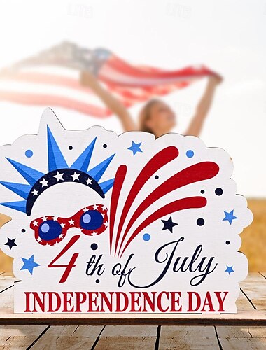  Patriotische Holzdekorationen, Dekorationen zum Unabhängigkeitstag, 4. Juli, patriotische Tischdekorationen, Tischdekorationen aus Holz, Dekorationen für den amerikanischen Gedenktag, Partydekor zum