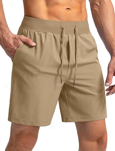  Herren Shorts Kurze Hosen Sommer-Shorts Trainingsshorts Lässige Shorts Kordelzug Elastische Taille Tasche mit Reißverschluss Glatt Schnelltrocknend Leichtgewichtig Knielänge Outdoor Yoga Fitnessstudio