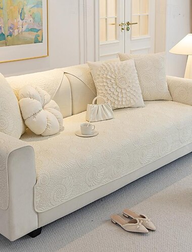  وسادة أريكة على شكل محارة مناسبة لجميع المواسم، غطاء أريكة بلون سادة غير قابل للانزلاق من الشانيل