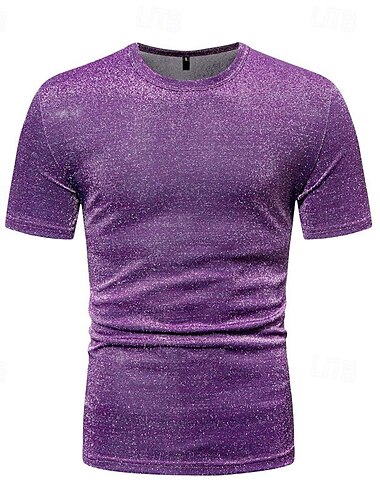  Retro Vintage 1980er Glänzend Metallisch T-Shirt Disco Herren Halloween Karneval Maskerade Leistung Club Pride Parade Erwachsene T-shirt Frühling & Sommer