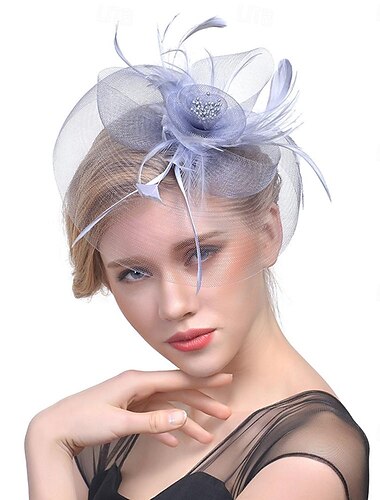  Fascinatoren Hüte Kopfbedeckungen Organza Fedora-Hut Schlapphut Schleierhut Pferderennen Cocktail Elegant Retro Mit Feder Pure Farbe Kopfschmuck Kopfbedeckung