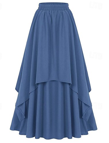  Retrò Vintage Medievale Rinascimento Gonna Costume Cosplay Gonna lunga Fiera del Ren Tinta unita Per donna Celtico Costumi da pirata Fantasia Halloween Carnevale Mascherata Carnevale Casual Quotidiano