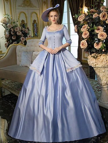  Gotisch Rokoko Viktorianisch Kleid Partykostüm Abschlussballkleid Prinzessin Shakespeare Einfarbig Ballkleid Damen Halloween Karneval Valentinstag Party Abendgesellschaft Maskerade Erwachsene Kleid