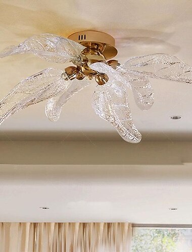  led-plafondlamp 6 koppen warm wit licht 75cm acryl metaal retro esdoorn lamp middeleeuwse franse woonkamer slaapkamer eetkamer 110-240v
