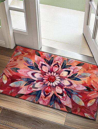  3D Blumen Fußmatte Küchenmatte Bodenmatte rutschfeste Flächenteppich Ölfester Teppich Indoor Outdoor Matte Schlafzimmer Dekor Badezimmermatte Eingangsbereich Eingangsteppich
