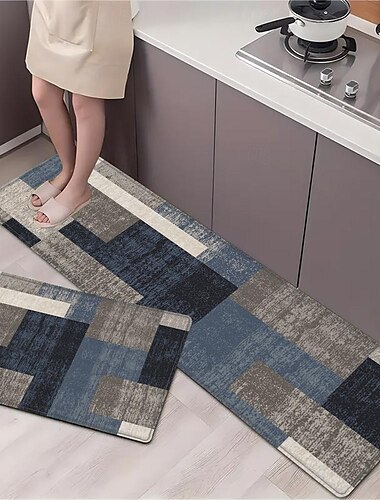  geometrischer Teppich Küchenmatte rutschfeste ölfeste Bodenmatte Wohnzimmerteppich Indoor Outdoor Matte Schlafzimmer Dekor Badezimmermatte Eingangsteppich Türmatte gelb schwarz