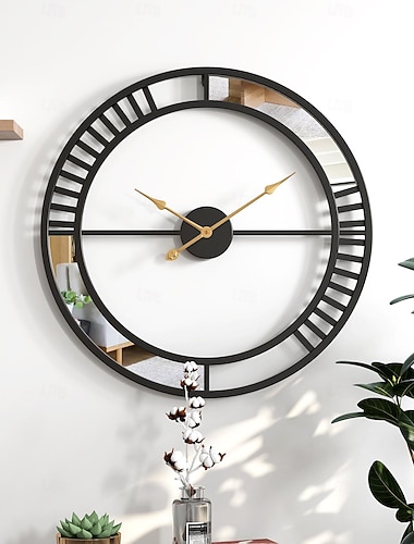  Elegante reloj de pared de metal de metal para sala de estar, dormitorio, oficina, cocina, hogar y pasillo, elegante reloj de pared moderno de gran tamaño para decoración del hogar, 50 cm