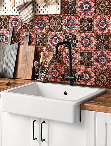  Lot de 24 stickers muraux adhésifs repositionnables, motif marocain, en PVC, pour carrelage, idéal pour les locataires, chambre, salle de bain, placard, pose facile.