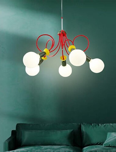  kinderkamer kleur kroonluchter 3/5-licht globe glazen hanglampen verstelbare metalen plafond hangende lampen voor eetkamer, slaapkamer, gang verlichtingsarmaturen