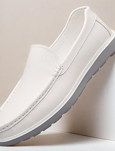  Homens Mocassins e Slip-Ons Sapatos formais Sapatos de vestir Couro Confortável Antiderrapante Mocassim Preto Branco