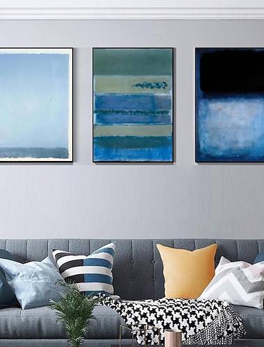  ручная роспись небесно-голубой Марк Ротко холст картина абстрактное искусство декор современное настенное искусство современная живопись домашний декор подарок растянутая рамка готова повесить