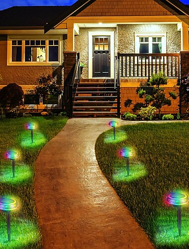  Lampada Solare Interrata RGB Nessun Cablaggio Richiesto Illuminazione Automatica Risparmio Energetico Facile Installazione Luce Solare A Led Lampada Da Prato Per Esterni Decorazioni Per Il Giardino Forniture Da Giardino