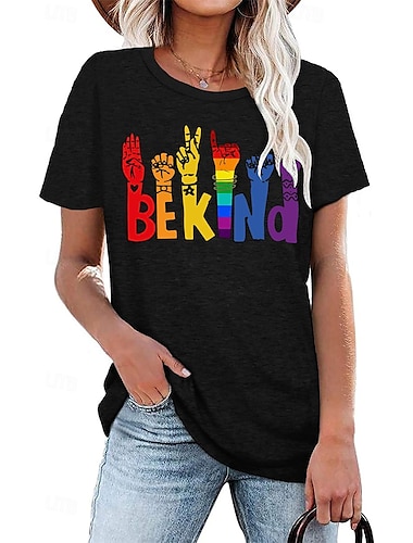  LGBTQ LGBTQ T-Shirt-Ärmel Pride-Shirts Regenbogen Freundlich sein Lesbisch Für Damen Erwachsene Maskerade Heißprägen Pride Parade Pride-Monat