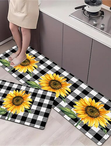  Sonnenblumen-Teppich, Küchenmatte, rutschfeste, ölbeständige Bodenmatte, Wohnzimmerteppich, Innen- und Außenmatte, Schlafzimmerdekoration, Badezimmermatte, Eingangsteppich, Fußmatte