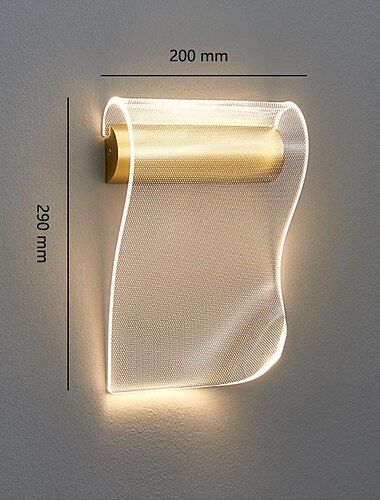  luminárias de parede modernas com folhas curvas, luminária de parede led interna, luminária de parede acrílica com fio de 8w para quarto, sala de estar, corredor 110-240v
