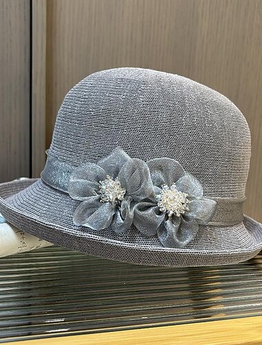  Fascinators Sombreros Acrílico / Algodón Hebra Bombín / Sombrero Cloché Sombrero de copa Sombrero para el sol Casual Festivos Elegante Vintage Con Pedrería Pluma Celada Sombreros
