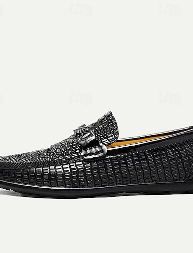  mocasini din piele pentru bărbați cu model de crocodil – pantofi de rochie la modă cu detaliu de cataramă pentru ocazii formale și casual