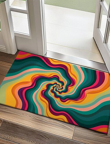  Rainbow Color Doormat Kitchen Mat Floor Mat Non-Slip Area Rug Oil Proof Rug Indoor Outdoor Mat Bedroom Decor Bathroom Mat Entrance Rug