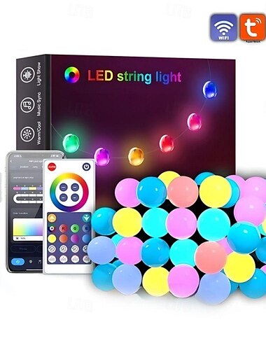  エレガントなウェディングパーティーレセプション調光可能なRGBIC LEDストリングライト、アプリコントロール付き、屋外での使用に最適、フェスティバルの装飾に最適、5/10/15/20m