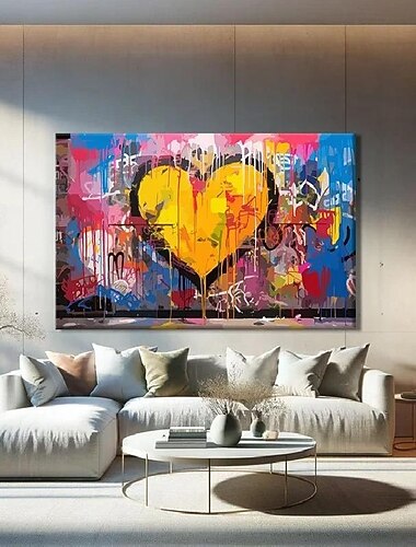  手作りの質感のある愛の油絵、質感のあるキャンバスアート、抽象アートのハート、手作りの絵画、モダンなリビングルームの壁の装飾