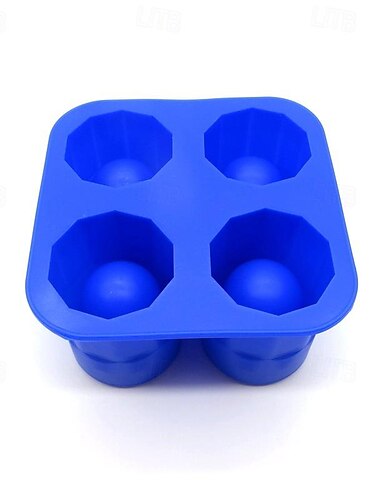  1 Stück Silikon-Eisformen für Schnapsgläser, Eiswürfelschalen für den Gefrierschrank mit 4 Mulden, Eisform für Schnapsgläser, wiederverwendbare Whiskyglas-Eiswürfel, fasst jeweils 28,3 ml, 3,3 cm