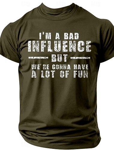  Herren Zitate & Sprüche Buchstabendruck T Shirt T-Shirt 100% Baumwolle Kurzarm Grafik Hemd Schwarz Armeegrün Dunkelblau Bequemes T-Shirt Straße Sport im Freien Modedesigner-Kleidung