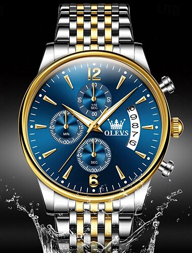  新しい Olevs ブランド メンズ腕時計 装飾 発光 クロノグラフ カレンダー 多機能 スポーツ クォーツ ウォッチ スポーツ 防水 メンズ 腕時計