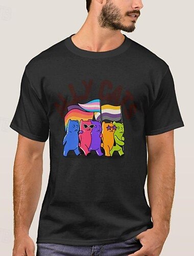  LGBTQ T-Shirt Camisas del Orgullo Arco iris Gatos aliados Gracioso lesbiana Homosexuales Para Pareja Unisexo Adulto Mascarada Estampado en caliente Desfile del orgullo Mes del Orgullo