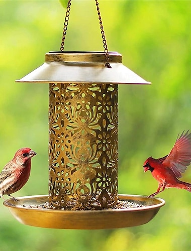  ηλιακός τροφοδότης πουλιών μεταλλικό κρεμαστό σπιτάκι πουλιών σε εξωτερικούς χώρους με led light ιδέες για δώρα για λάτρεις των πουλιών διακόσμηση υπαίθριας αυλής κήπου