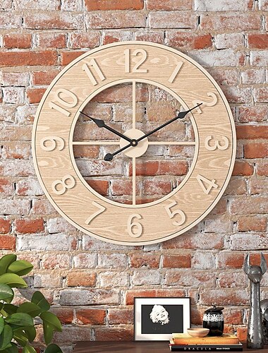  Reloj de pared creativo Relojes de pared con números de madera silenciosos sin tictac decoración del reloj del hogar reloj silencioso adecuado para sala de estar dormitorio estudio oficina 50 cm
