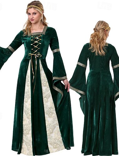 Middeleeuws Renaissance Keltische jurk Fantasie kostuum Ren Faire Heks Elf Dames Keltisch Fantasie Koninklijk Halloween Carnaval Maskerade LARP Volwassenen Kleding Hoofddeksels