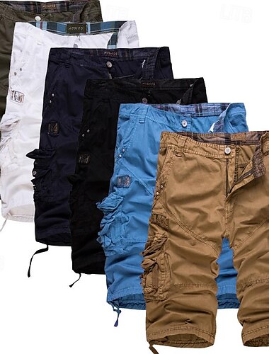  Voor heren Cargoshorts Wandelshorts Meerdere zakken Brief Korte Dagelijks Casual / sportief Leger groen Zwart Medium Taille Inelastisch