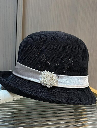  Fascinators Hats Headwear Acrylic / Cotton Bowler / Cloche Hat Bucket Hat Straw Hat Casual Holiday Elegant Vintage With Rhinestone Bows Headpiece Headwear