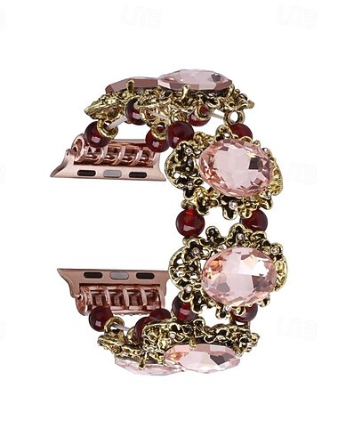  Jewelry Bracelet Compatible with Apple Watch band 38mm 40mm 41mm 42mm 44mm 45mm 49mm Elastic Bling Diamond Beaded Alloy Rhinestone Strap Replacement Wristband for iwatch Ultra 2 Series 9 8 7 SE 6 5 4