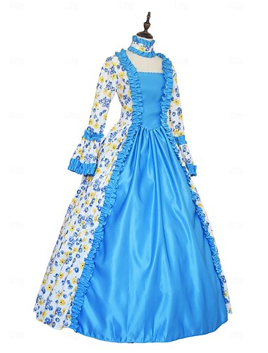  Vintage Rokoko Renaissance Maxi Kleid Ein Hauch Aschenputtel Prinzessin Quadrathals Normal Halloween Karneval Maskerade Leistung Party Halloween Erwachsene Ganzjahres