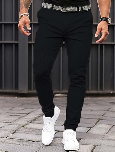  Herren Hose Hosen Chinesisch Chino Sommerhosen Freizeithose Vordertasche Glatt Komfort Atmungsaktiv Casual Täglich Festtage Modisch Basic Kürbis Schwarz