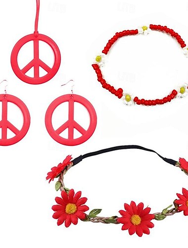  Retro Vintage 1970er Disko Cosplay Kostüm Halskette Stirnband Zubehörset Ohrringe Sonnenbrillen Damen Mädchen Kostüm Halskette Jahrgang Cosplay Party Abend Maskerade Festtage Mehre Schlager Outfit