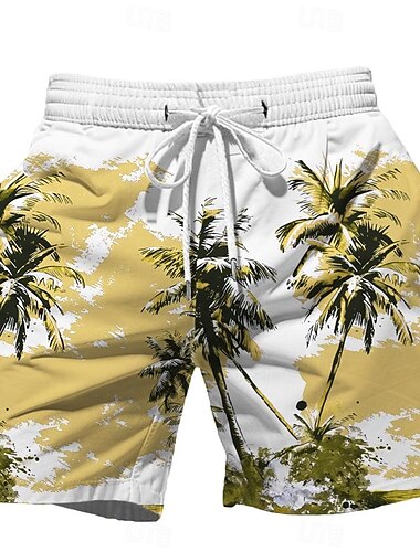  Herren Kokospalme Blume / Blumenmuster Badehosen Badeshorts Boardshorts Mittlere Taille Hawaiianisch Lässig Ferien Strand Kordelzug mit Mesh-Futter Elastischer Bund Designer Bekleidung