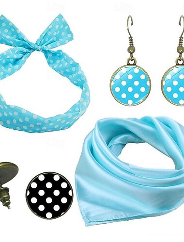  Retro Vintage 1950er Maskerade Zubehörset Damen Maskerade Party Junggesellinnenabschiedsparty Erwachsene Schal Stirnband Taillengürtel