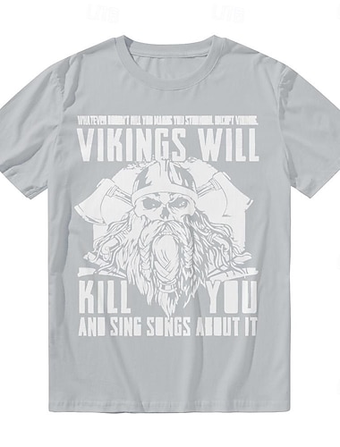  Vikinger T-Shirt-Ärmel Muster Grafik Für Herren Erwachsene Halloween Karneval Maskerade Heißprägen Casual