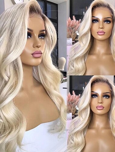  Parrucca anteriore in pizzo senza colla 100% capelli vergini non trattati 13x4 capelli brasiliani ondulati ombre capelli biondi cenere parrucca anteriore in pizzo capelli umani pre-pizzicate per le