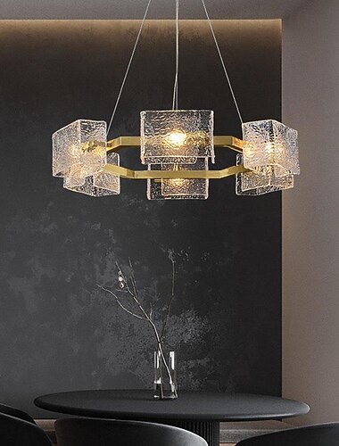 lampadario lampada da soffitto pendente 6 luci luce bianca calda 73 cm ottone vetro ondulazione dell'acqua luce postmoderna ristorante di lusso camera da letto studio soggiorno 110-240 v