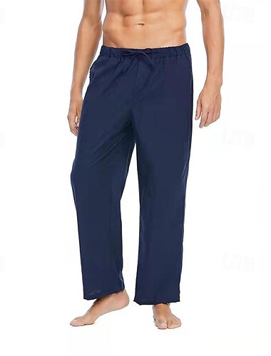  Herren Leinenhose Hose Hosen Sommerhosen Strandhose Tasche Kordelzug Elastische Taille Glatt Komfort Atmungsaktiv Täglich Festtage Urlaub Hawaiianisch Boho Schwarz Weiß