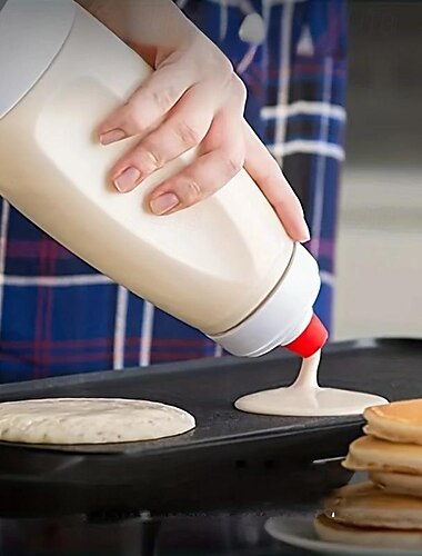  pannenkoekbeslagdispenser en mixer met blenderball draadgarde beslagfles knijpkeuken pannenkoekshaker beslagdispenser fles bakgereedschap voor cupcakes, muffins, pannenkoeken en meer