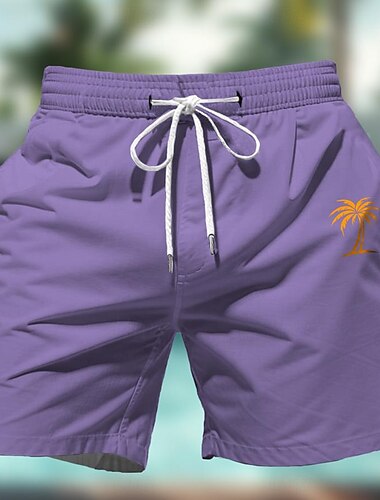  Herren Kokosnussbaum Mehrfarbig Badeshorts Boardshorts Badeshorts Badehose Schwimmshorts Mittlere Taillenlinie Hawaiianisch Brautkleider schlicht Festtage Strand Kordelzug mit Mesh-Futter Elastische