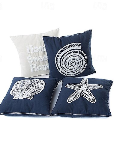  Декоративные подушки с вышивкой океана, 1 шт., мягкая квадратная подушка, наволочка для спальни, гостиной, дивана, кресла