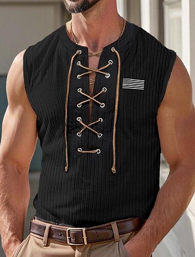  Herren Waffelhemd Tank Top Unterhemd Ärmelloses Shirt Ärmellos V Ausschnitt Sommer Einfach Mode Designer Muskel V-Ausschnitt Outdoor Ausgehen Fitnessstudio Schwarz Weiß Blau Top T-Shirt für Herren
