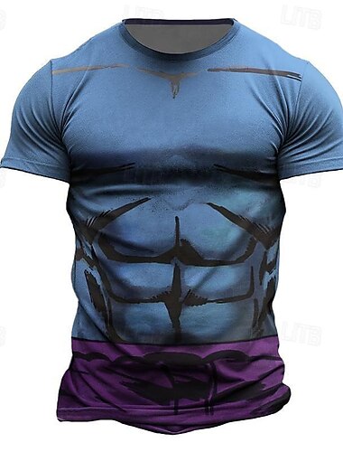  Komisch Muskel T-Shirt-Ärmel Bedruckt 3D Komisch Für Herren Erwachsene Karneval Maskerade 3D-Druck Strasse Casual